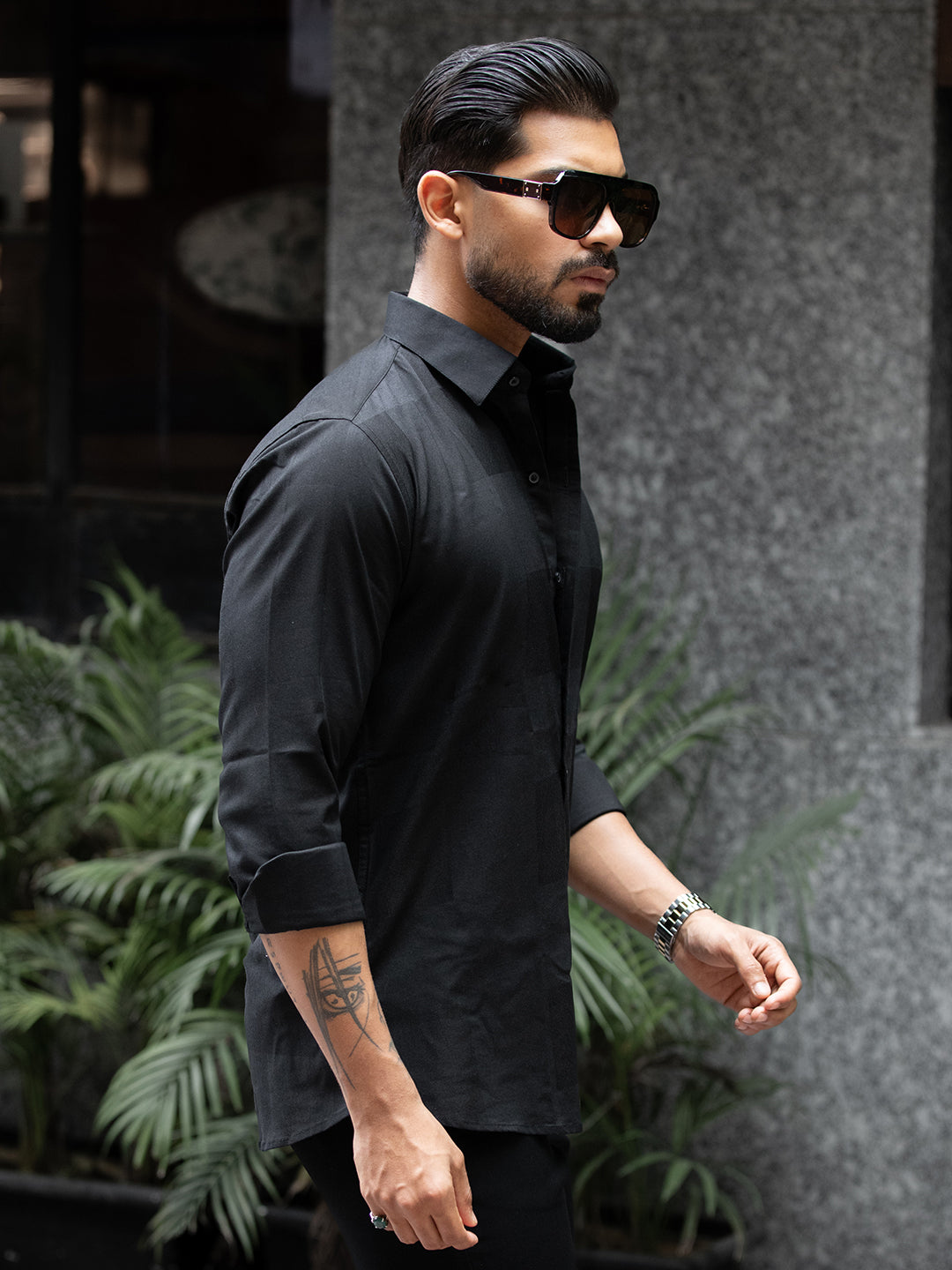 Black Macro Check Shirt