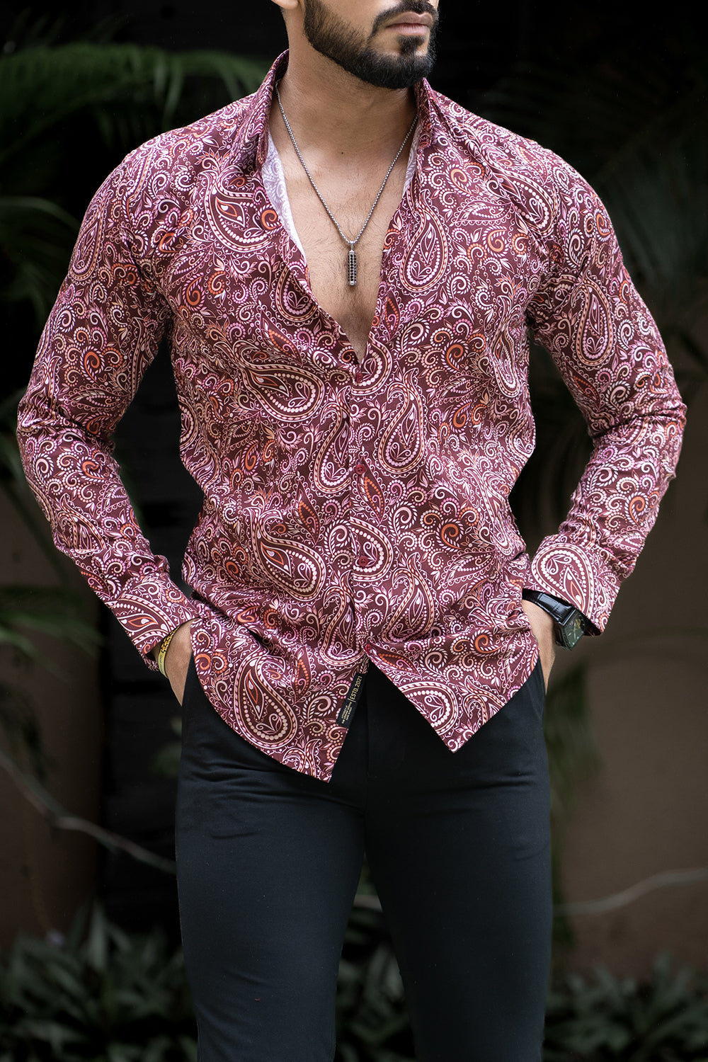 Burgundy Paisley Elegance Shirt