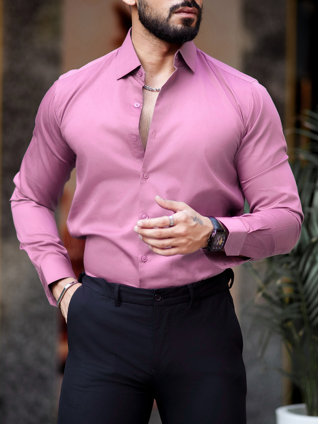 Lilac Regular Solid Shirt