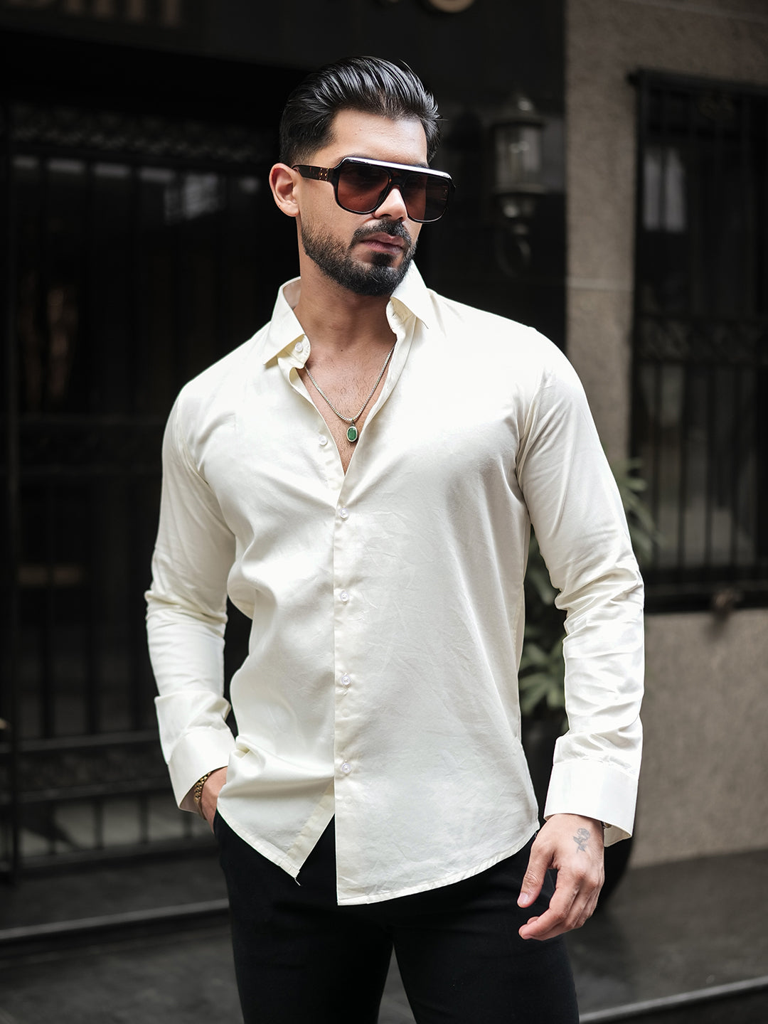 Classic Cream - Cotton Satin Shirt