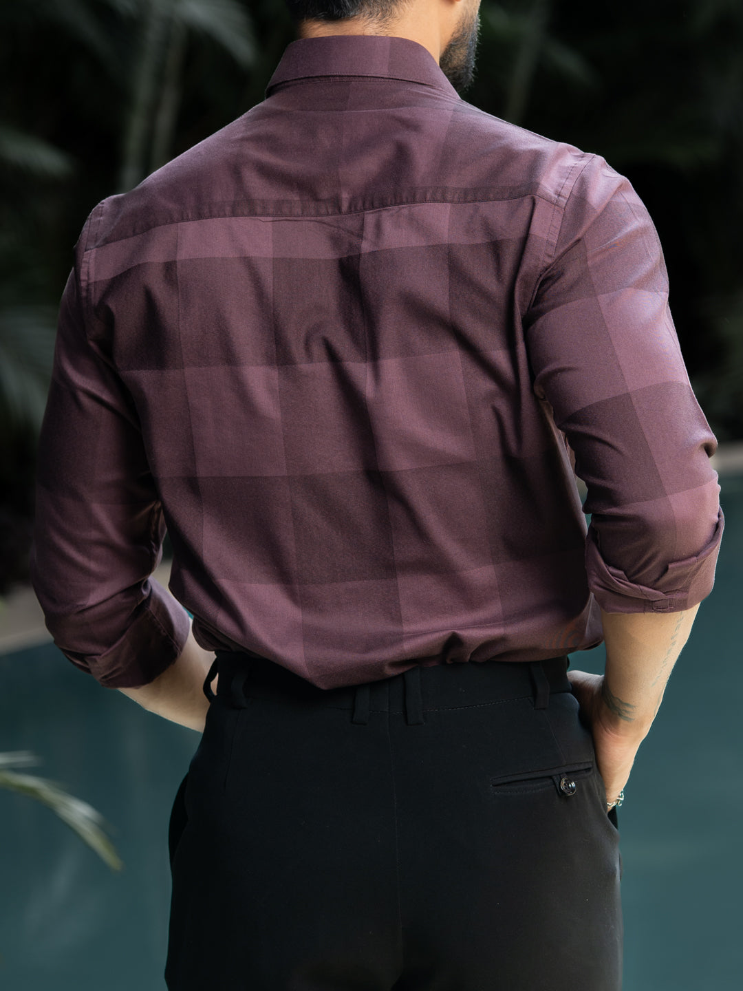 Maroon Macro Check Shirt