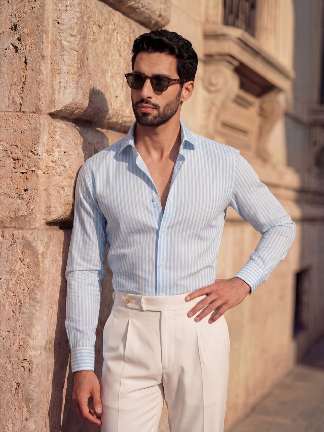 Blue Striped Cotton Shirt