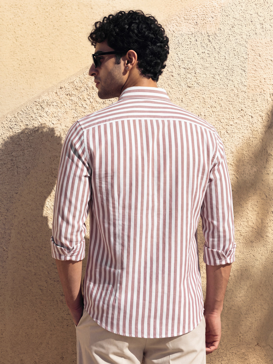 Camel linen stripe
