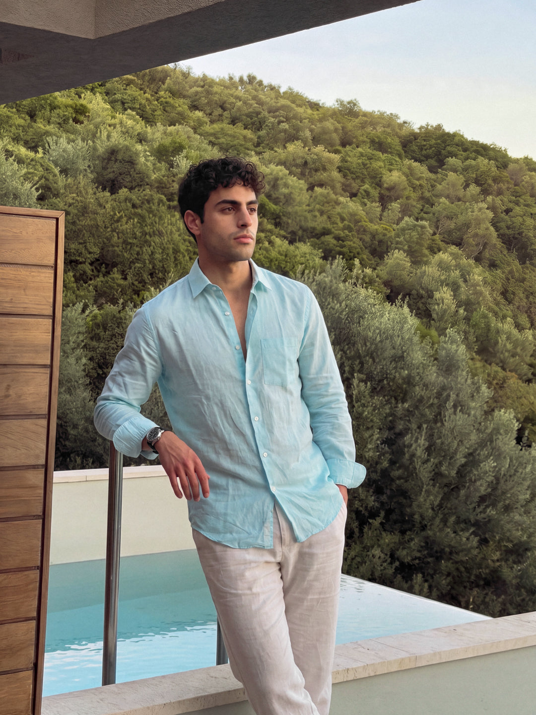 Aqua Linen Shirt