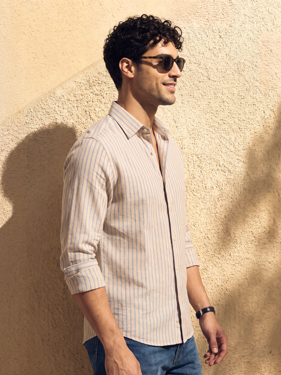 Peach Linen Stripe