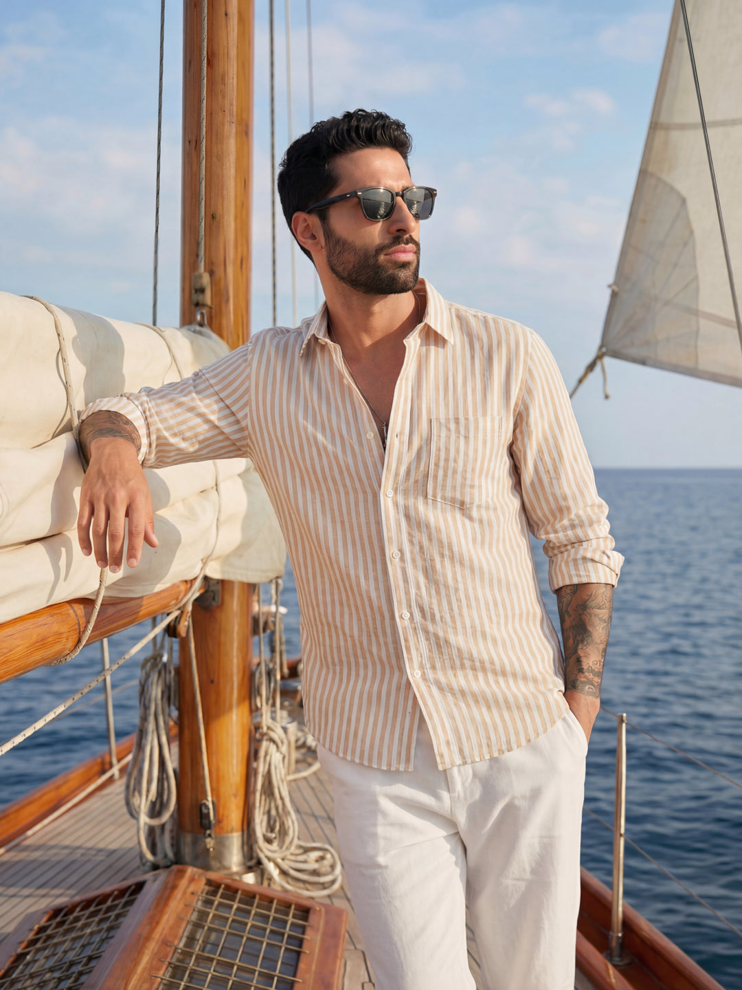 Brown Thin Stripe Shirt