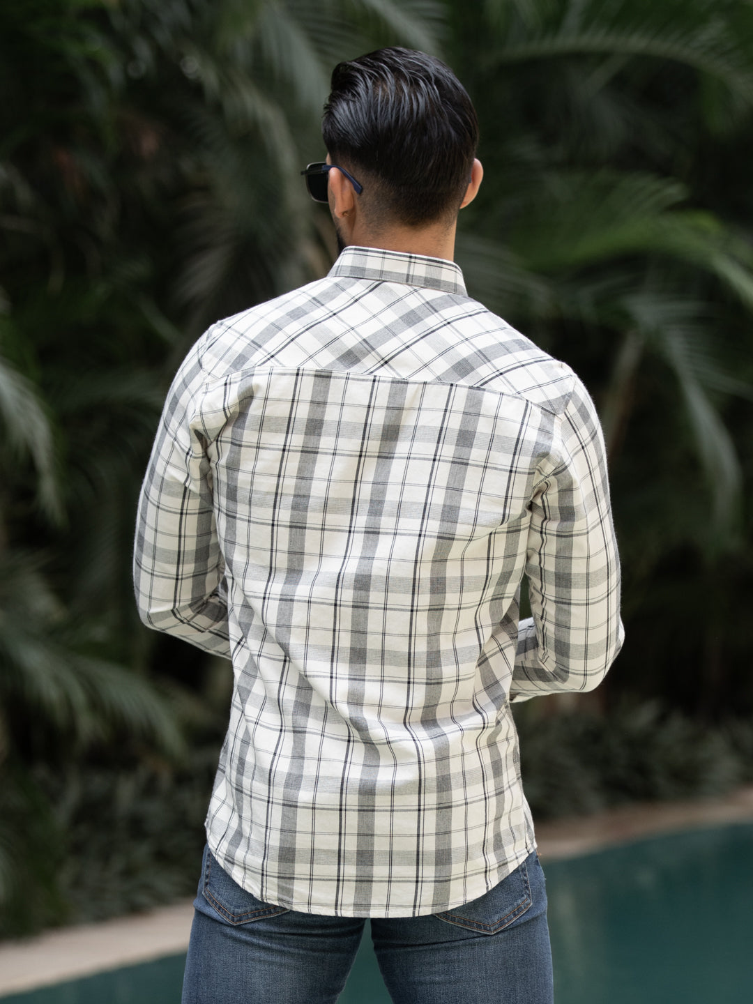 Cream Plaid Check Shirt