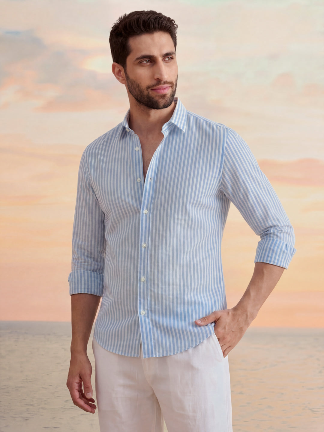 Blue Striped Cotton Shirt