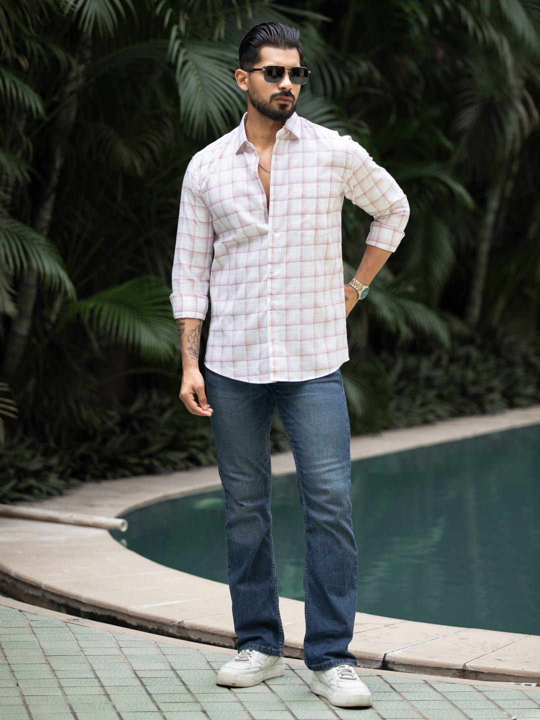 Pink Minimal Check Shirt