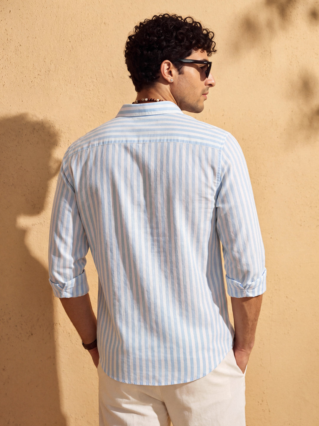 Skyblue linen stripe