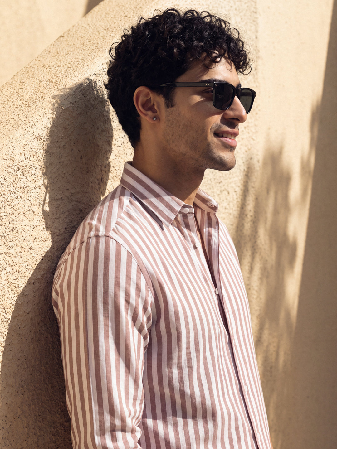 Camel linen stripe