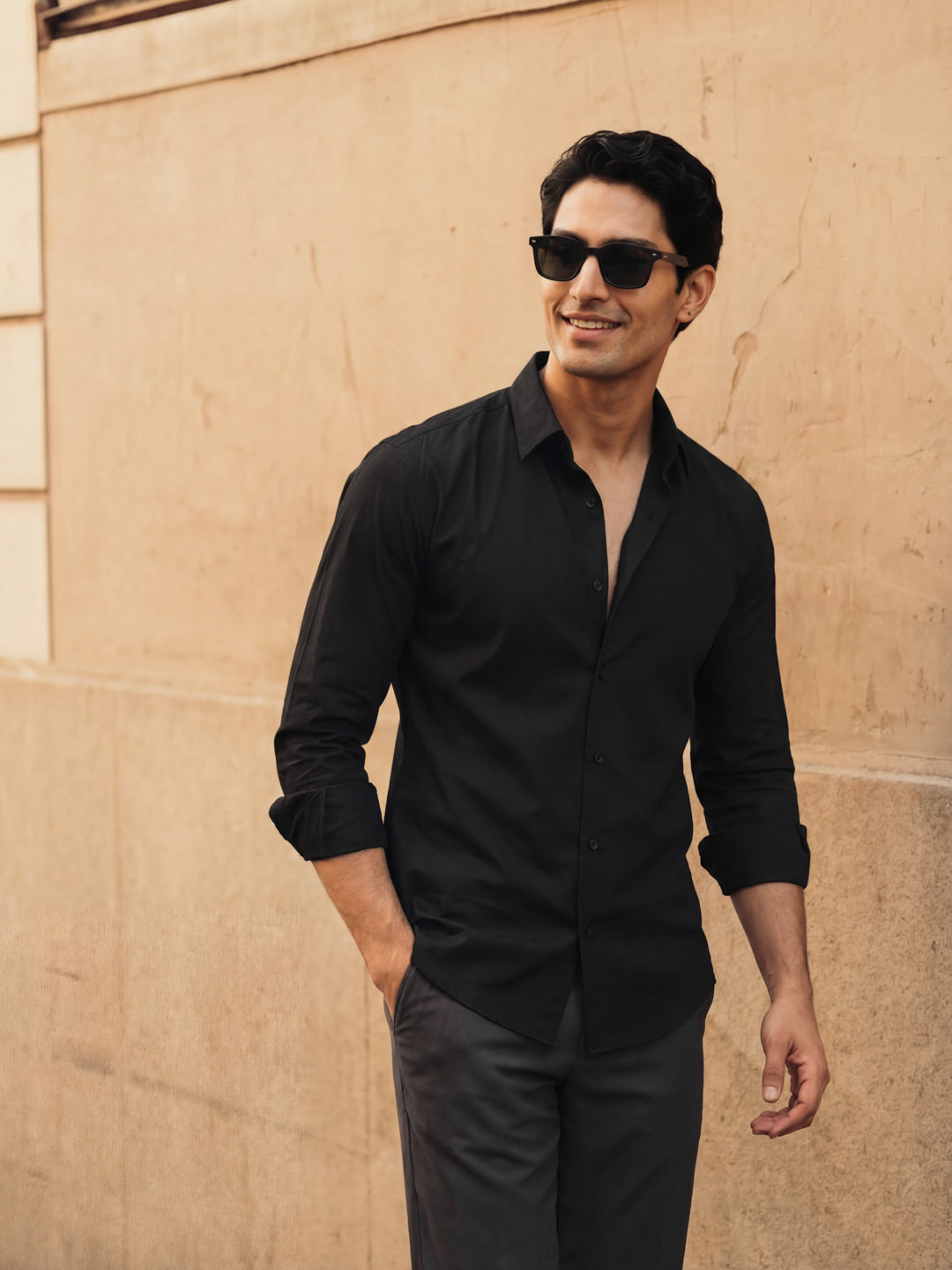 Black Regular Solid Shirt