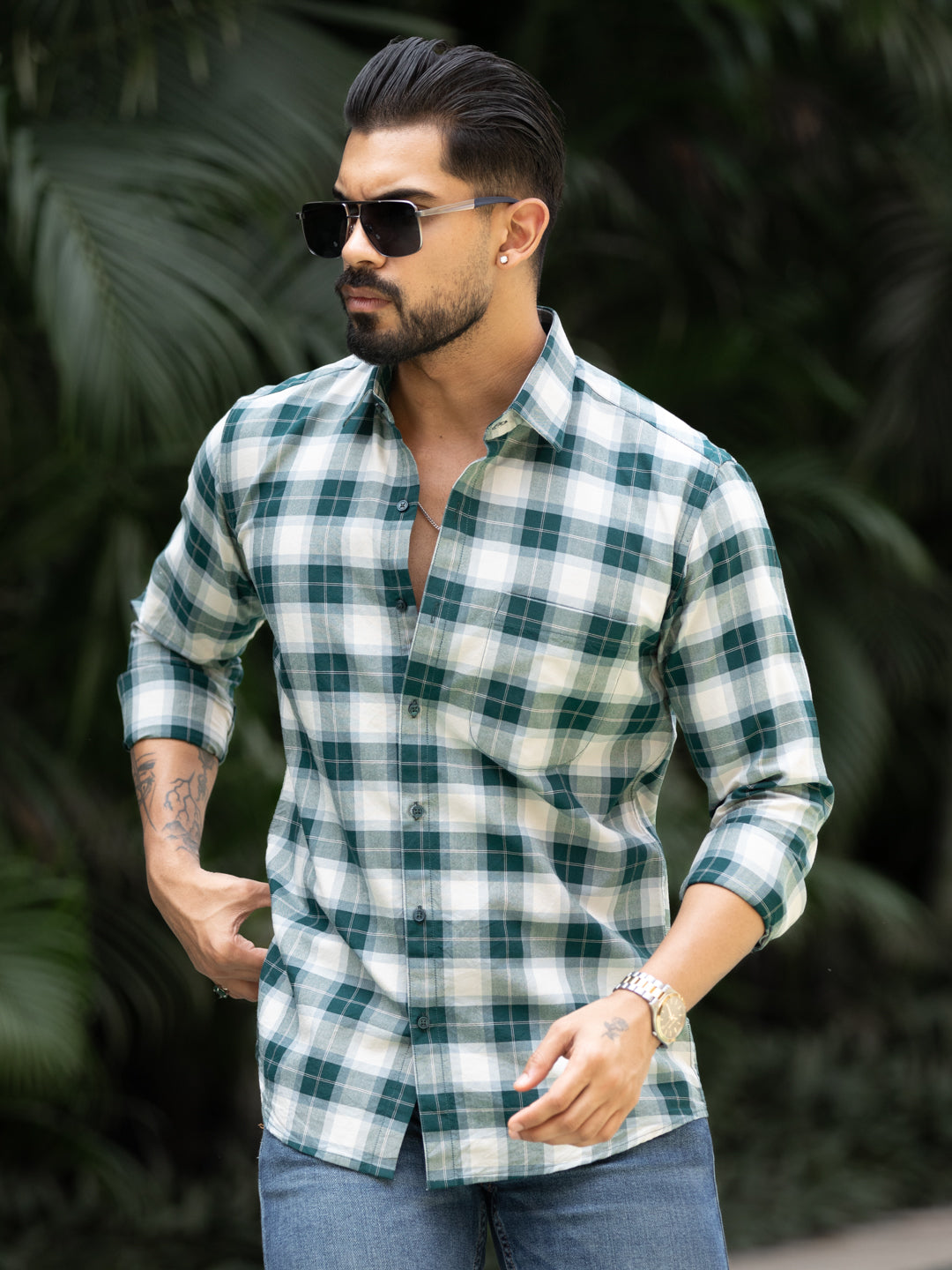 Green Grid Check Shirt