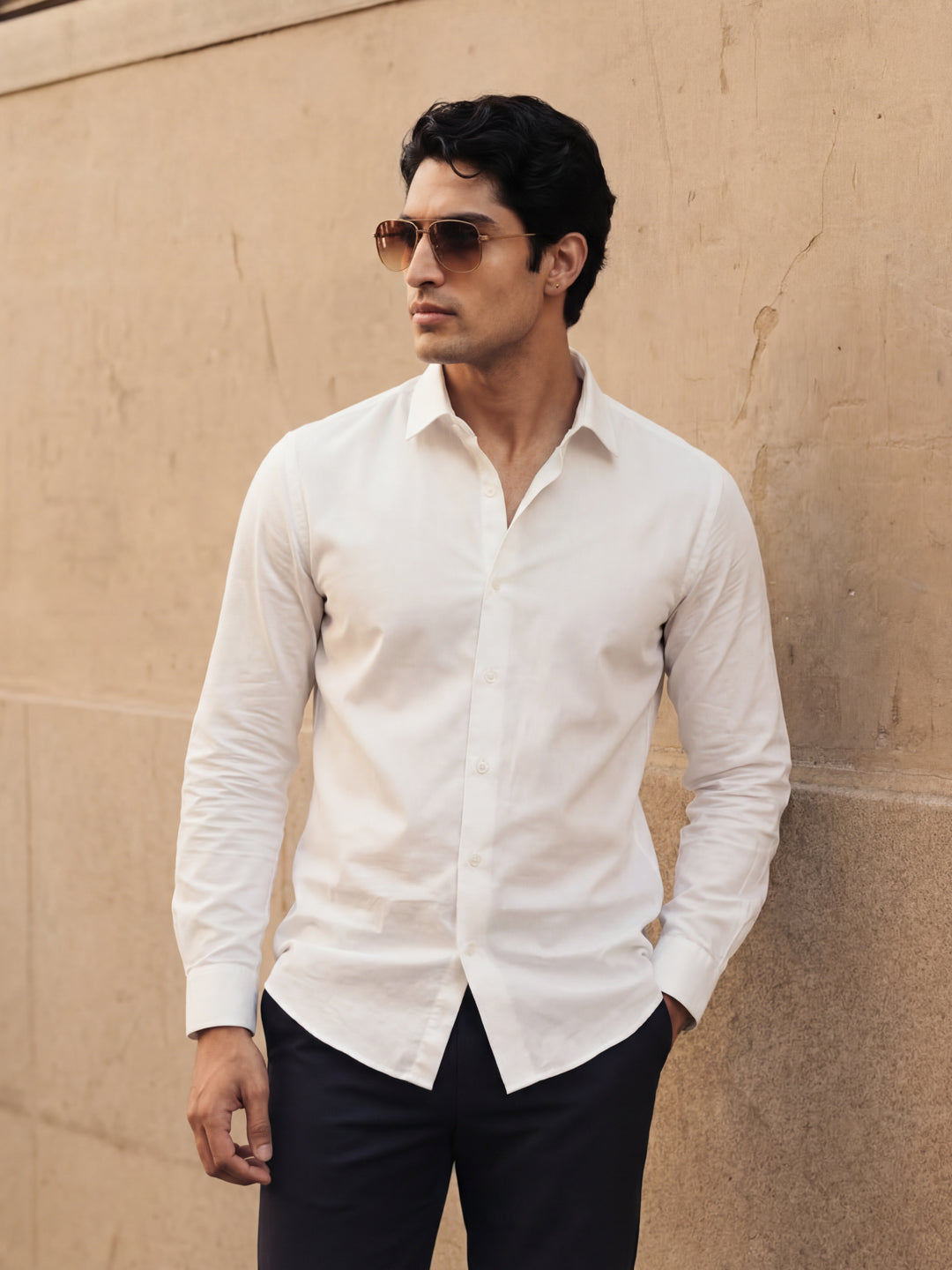 White Regular Solid Shirt