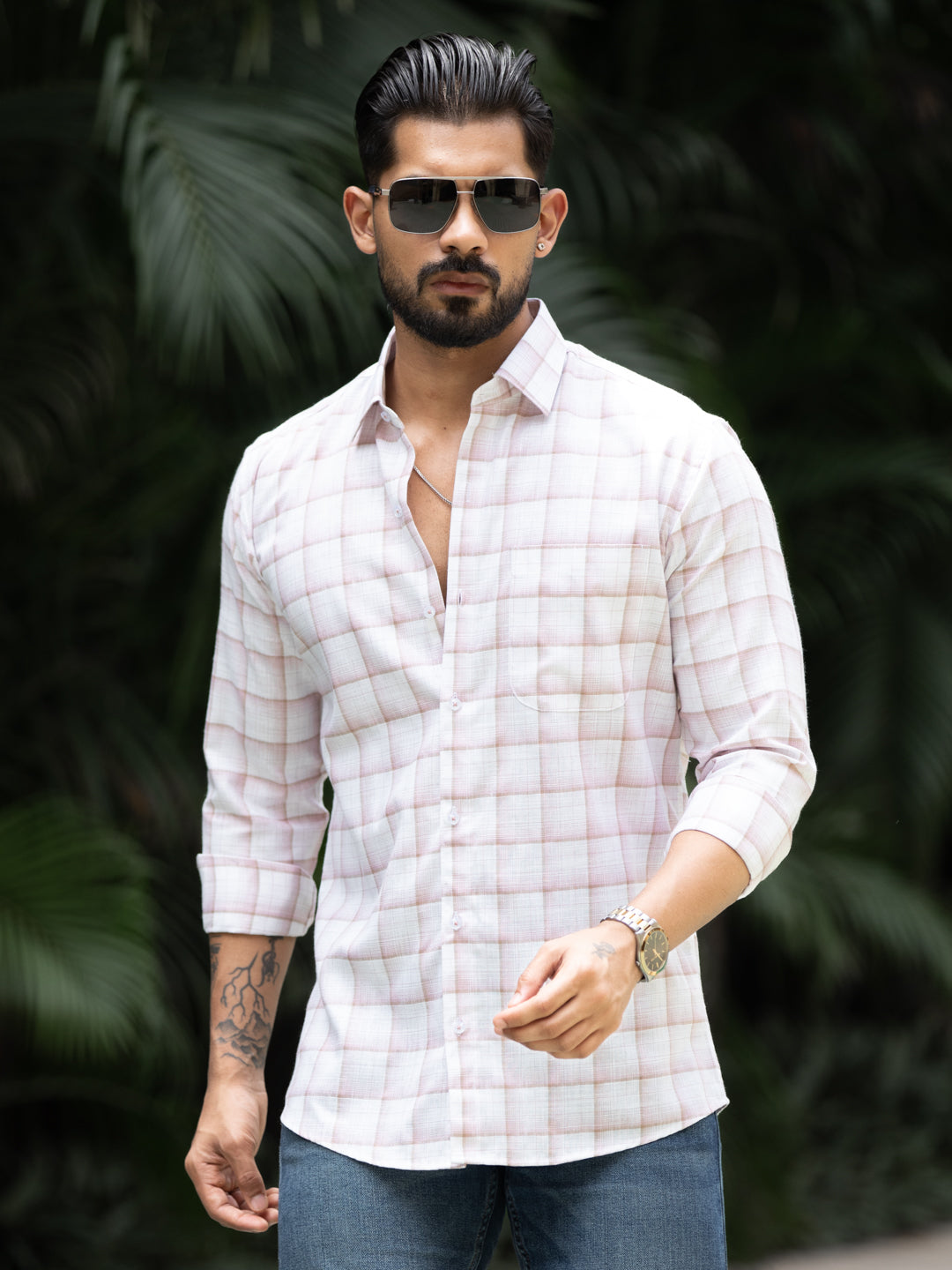 Pink Minimal Check Shirt