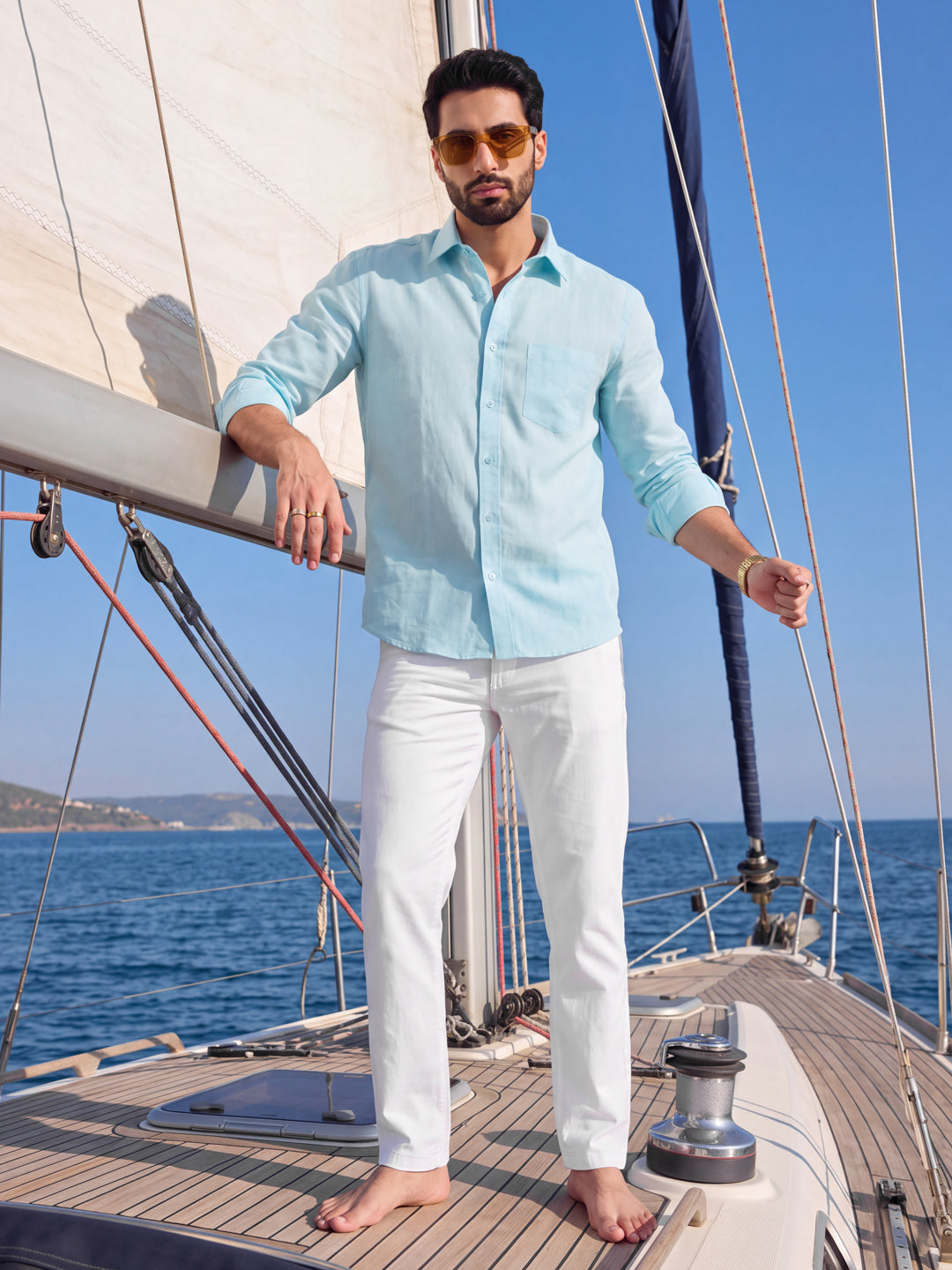 Aqua Linen Shirt