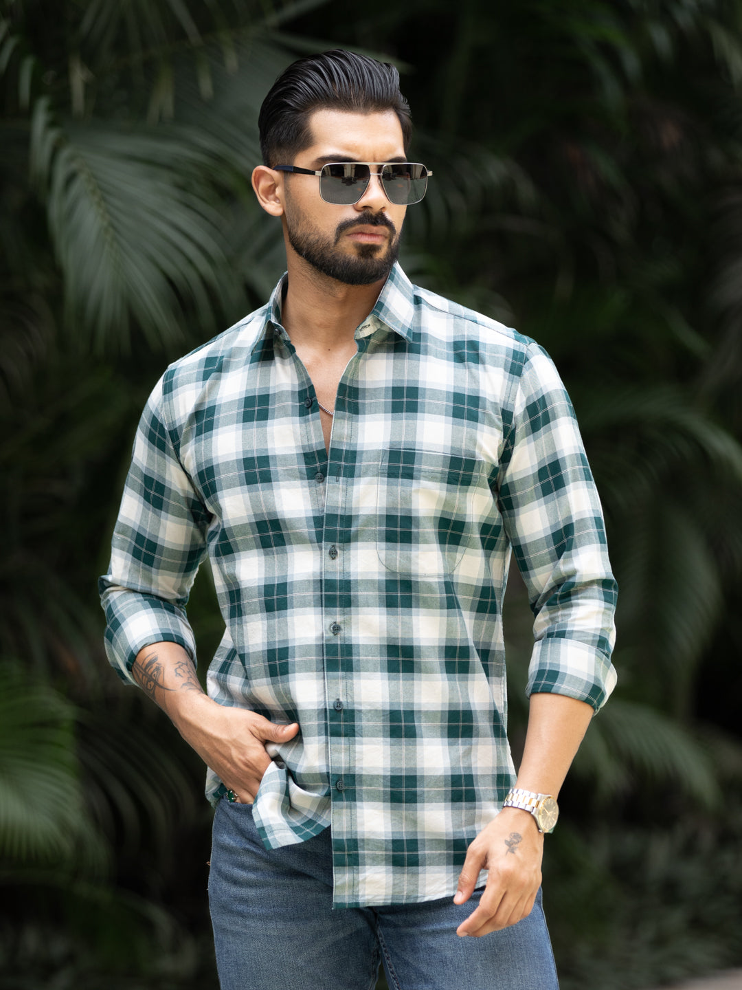 Green Grid Check Shirt