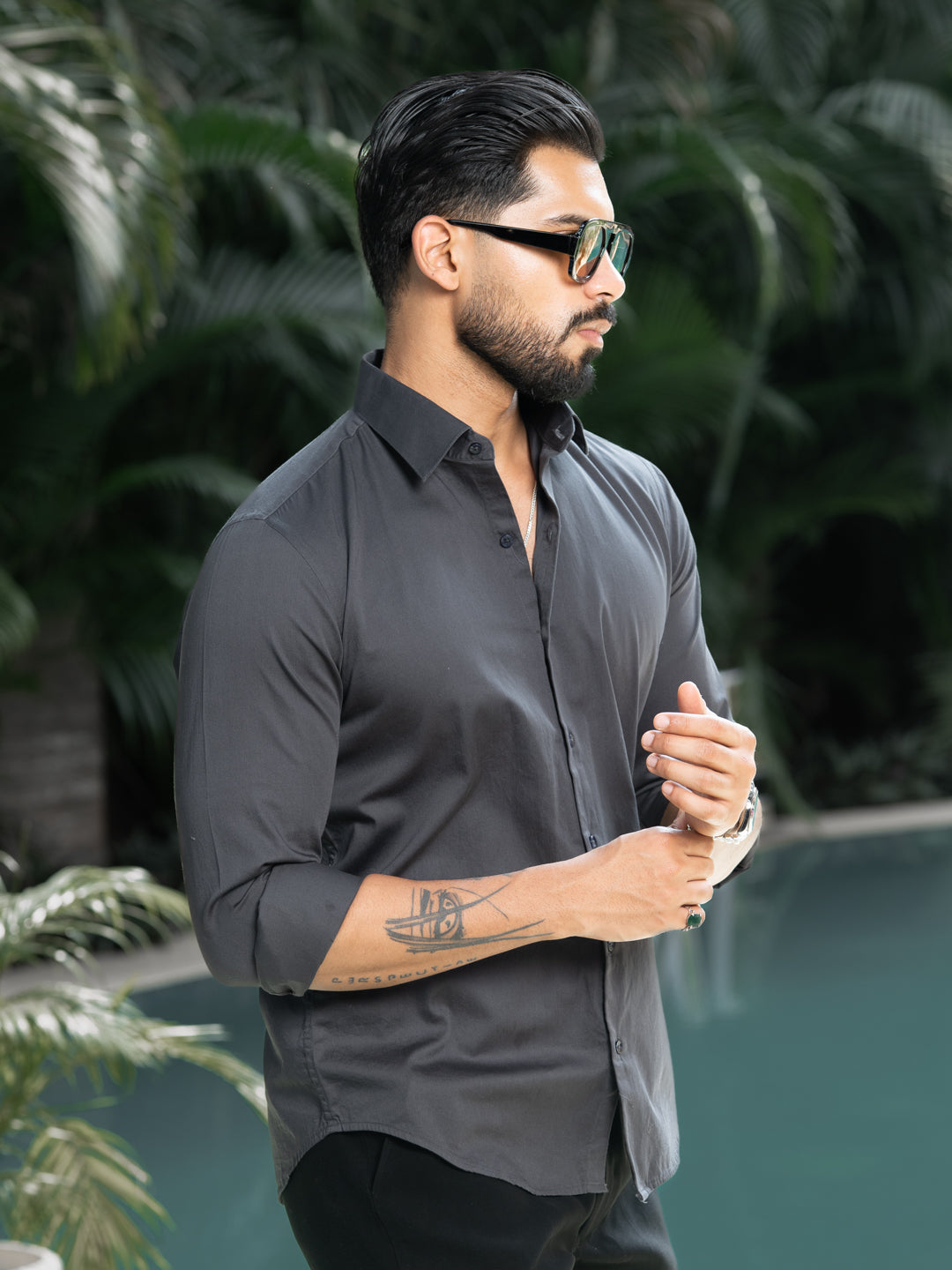 Grey Regular Solid Shirt