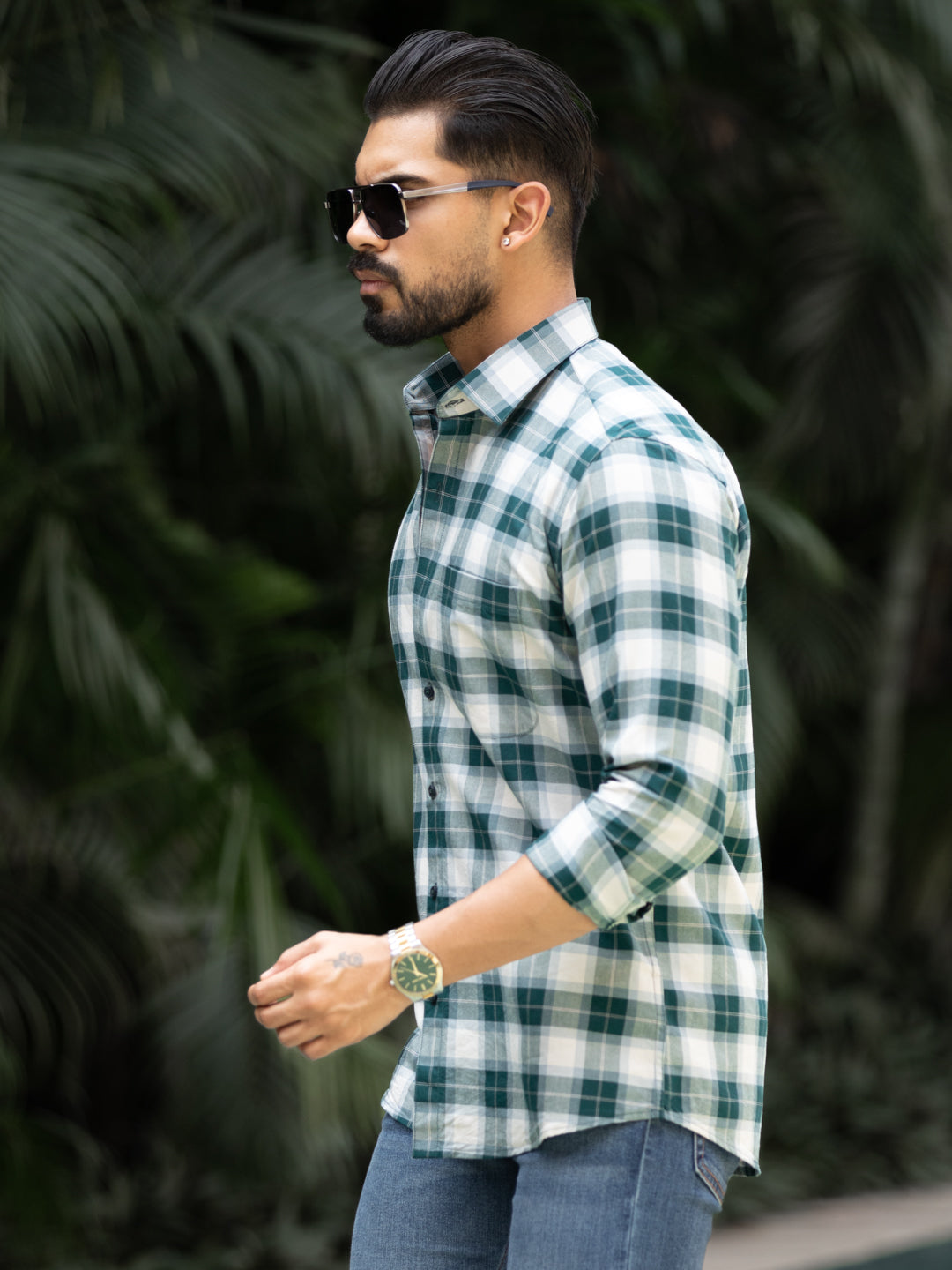 Green Grid Check Shirt
