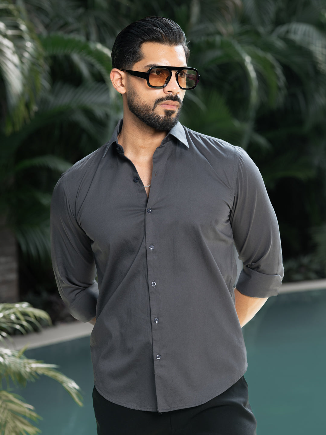 Grey Regular Solid Shirt