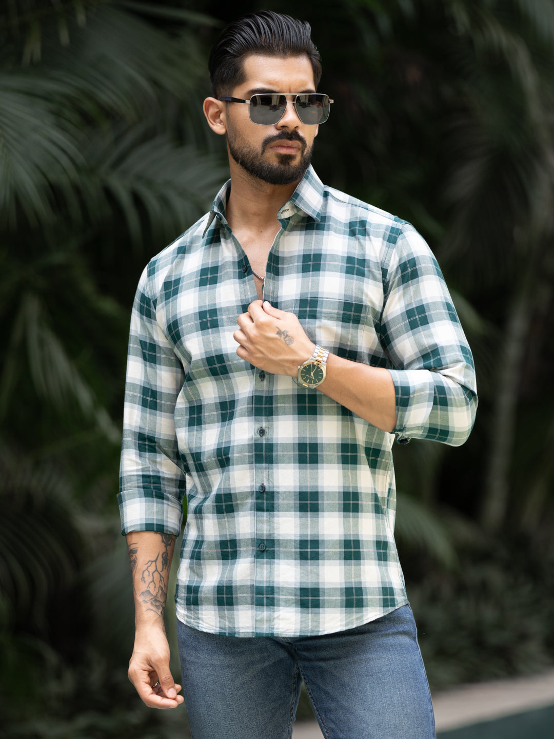 Green Grid Check Shirt
