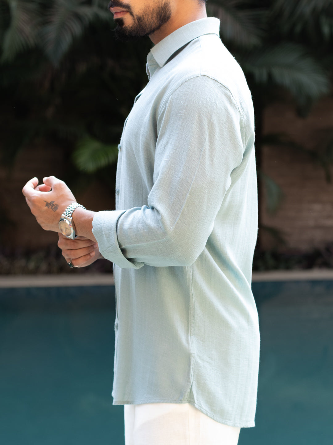 Sage Faux Linen Shirt
