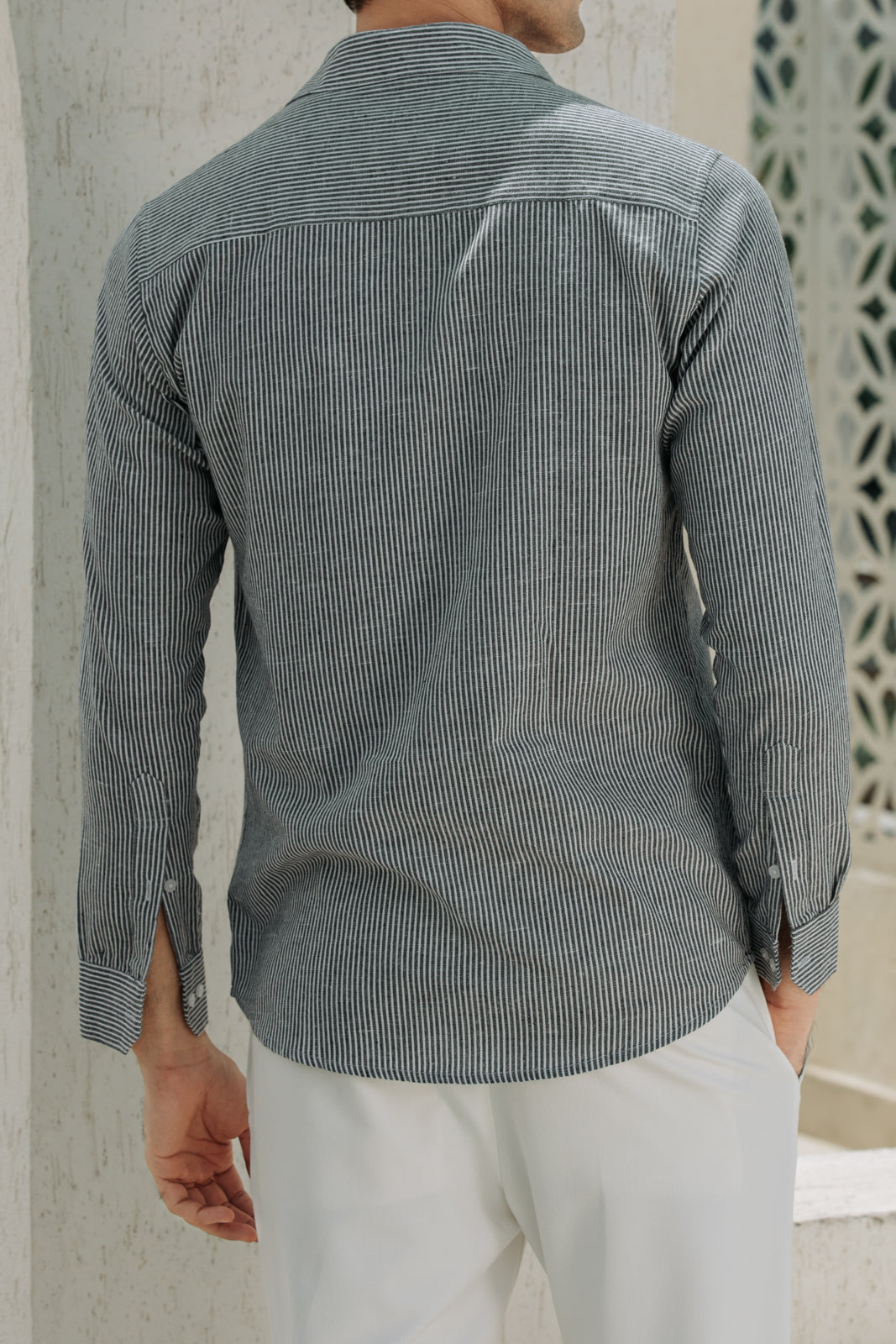 Grey Oxford Striped Shirt