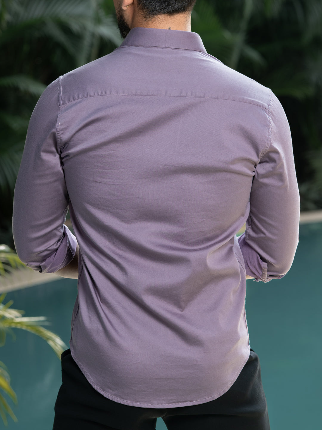 Plum Cotton Stretchable Shirt