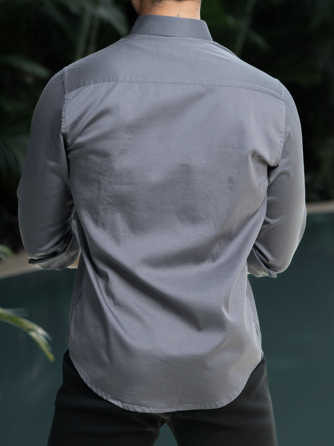 Grey Cotton Stretchable Shirt