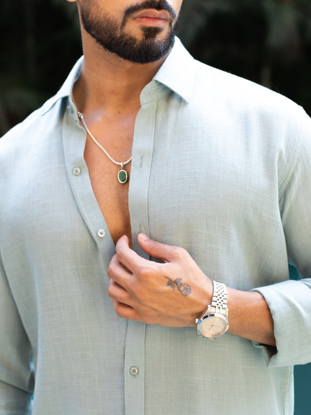Sage Faux Linen Shirt