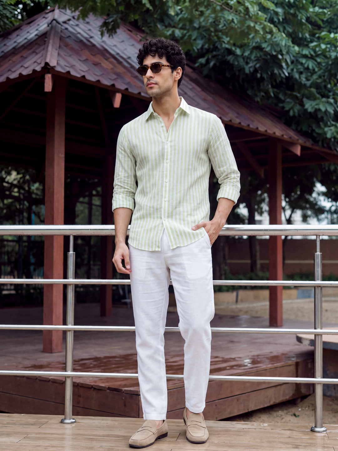 Sage Linen Stripe