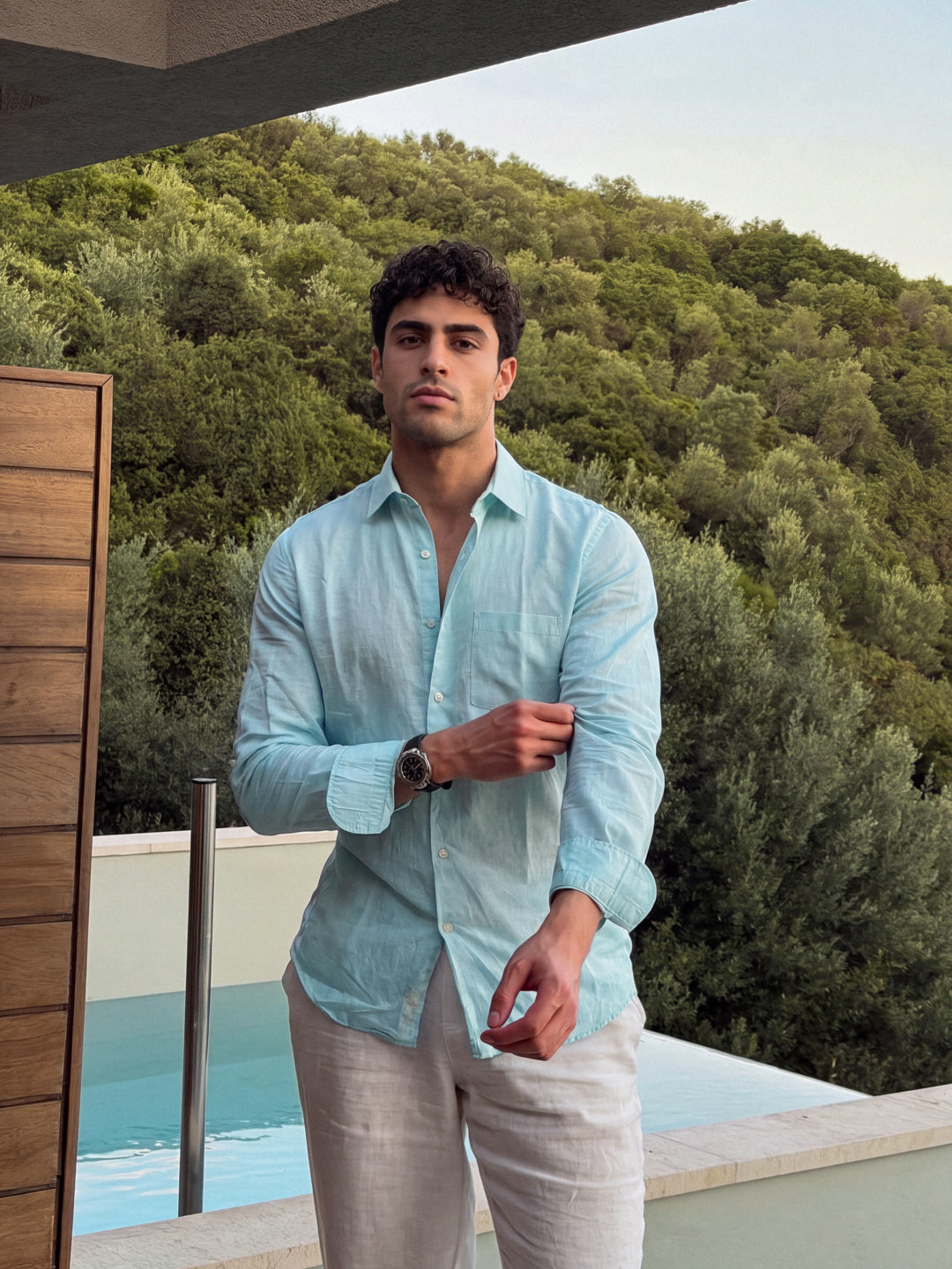 Aqua Linen Shirt