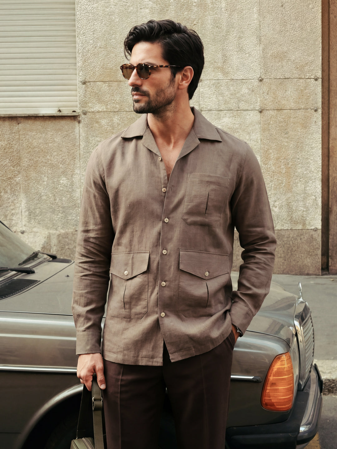 Brown Italian Linen Shirt