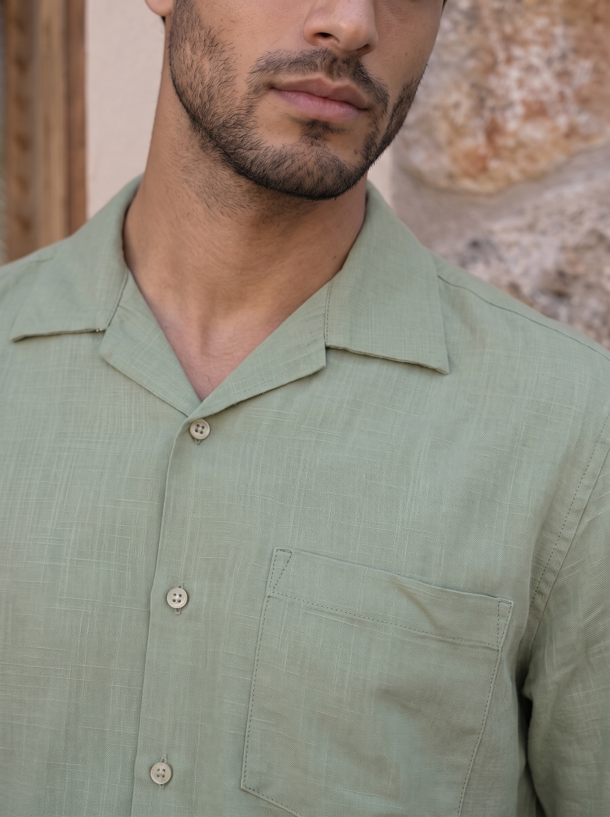 Green Half Sleeve Linen