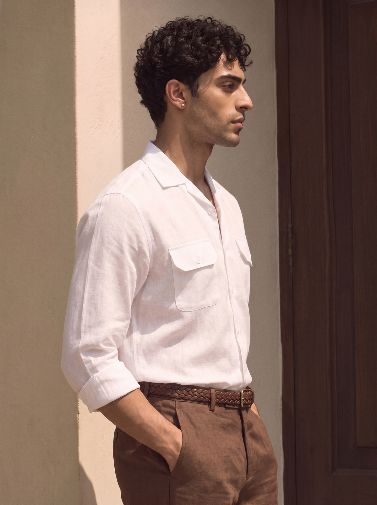 White Linen Utility Shirt