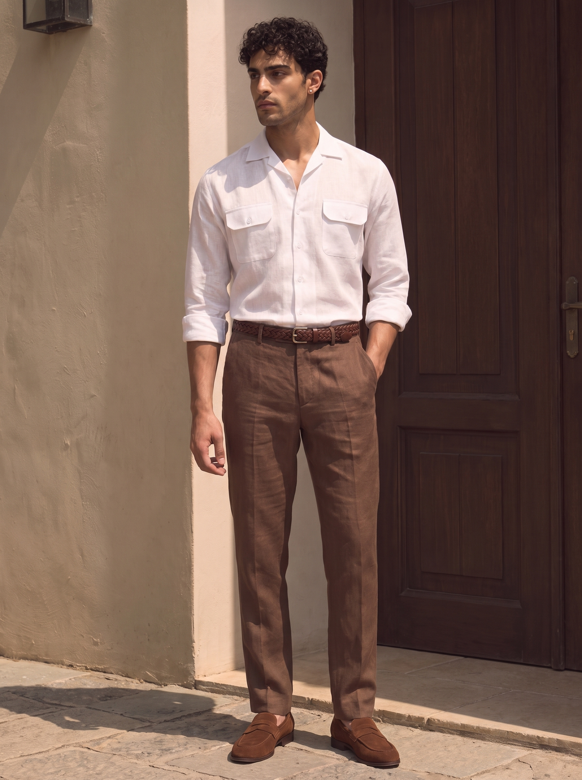 White Linen Utility Shirt