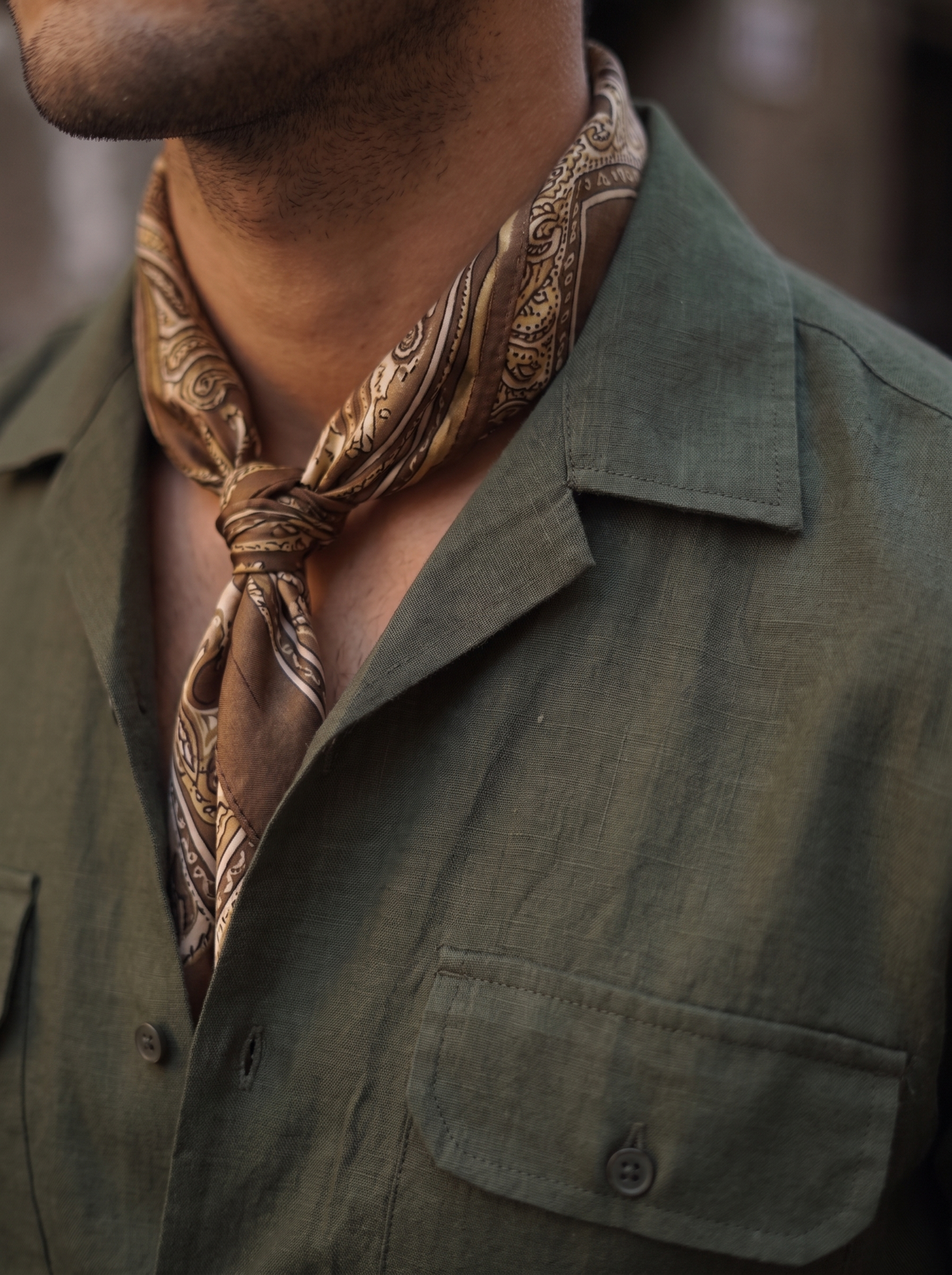 Green Linen Utility Shirt