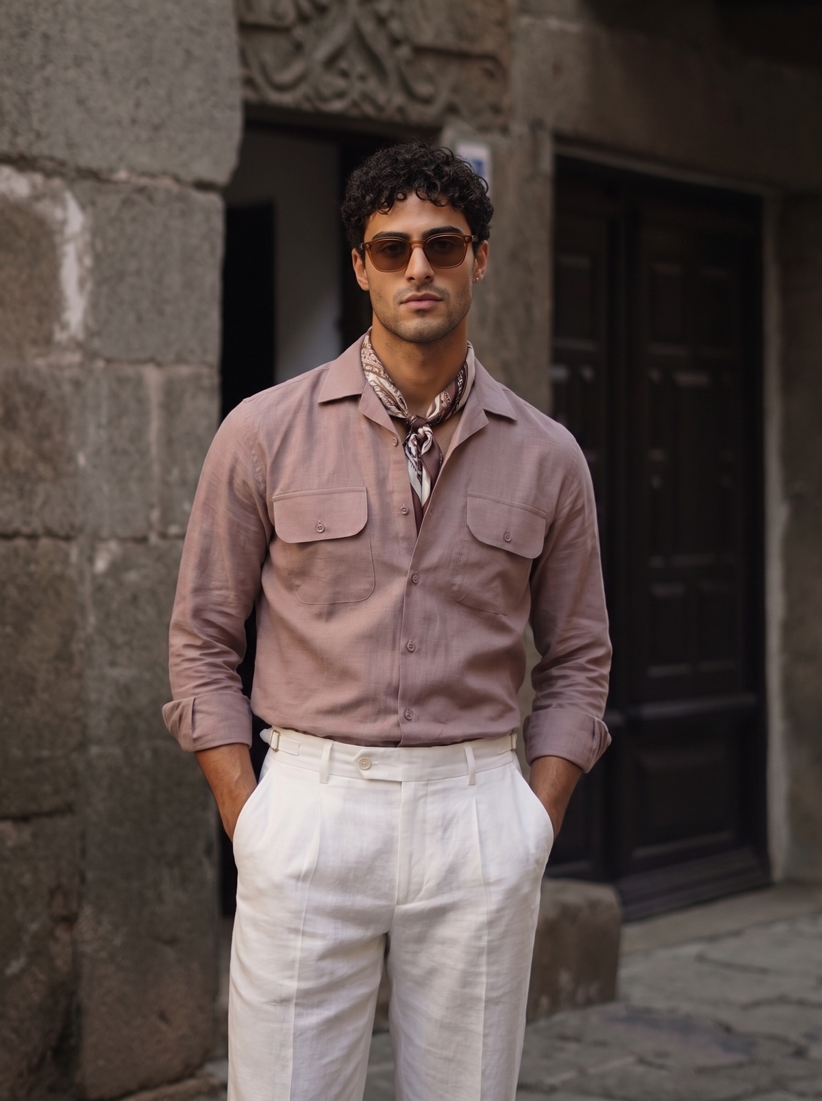 Brown Linen Utility Shirt