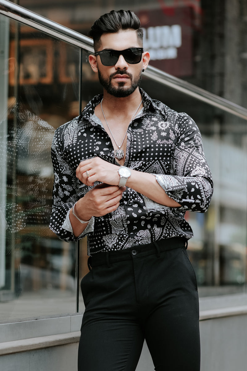 Black Florida Bandana Printed Shirt Limited Edition
