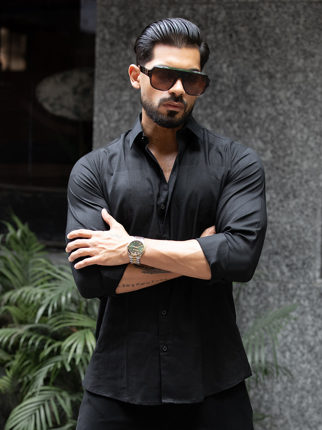 Black Macro Check Shirt