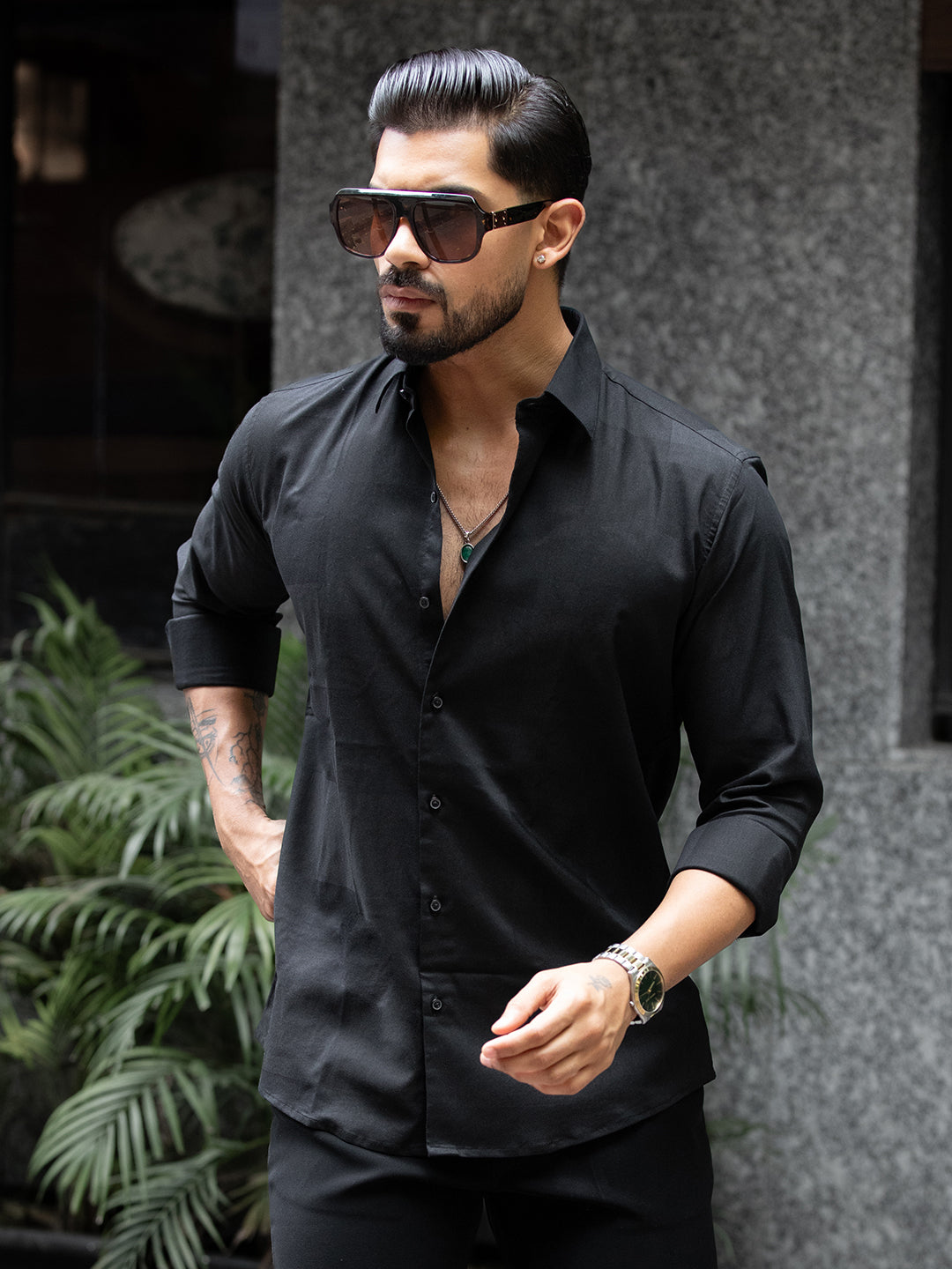 Black Macro Check Shirt