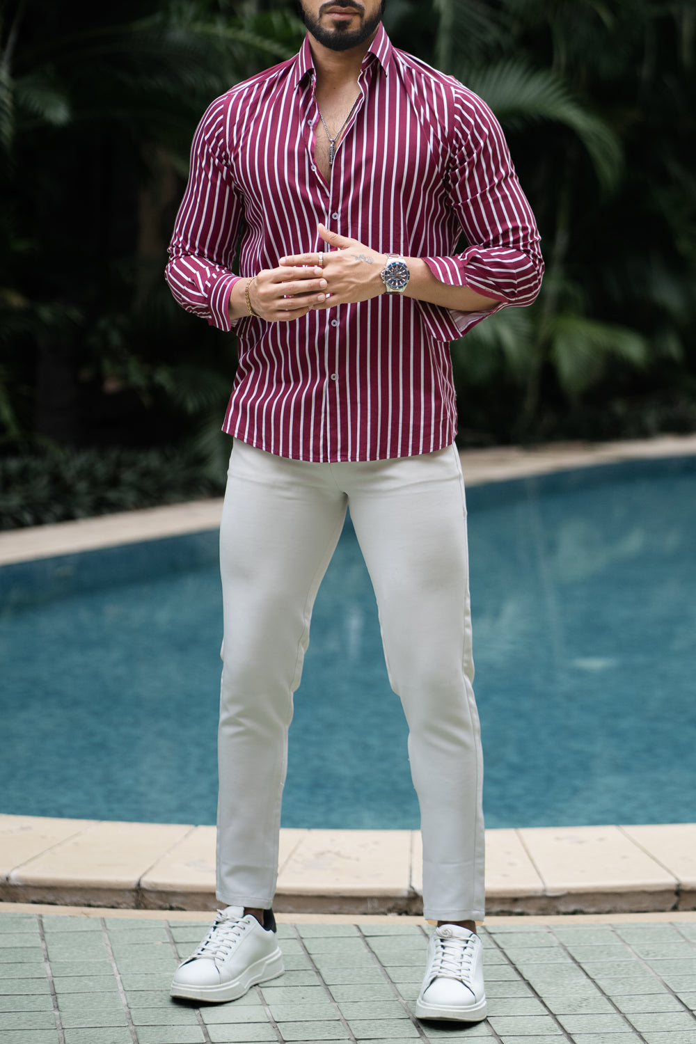 Raisin Striped Shirt - Giza Cotton