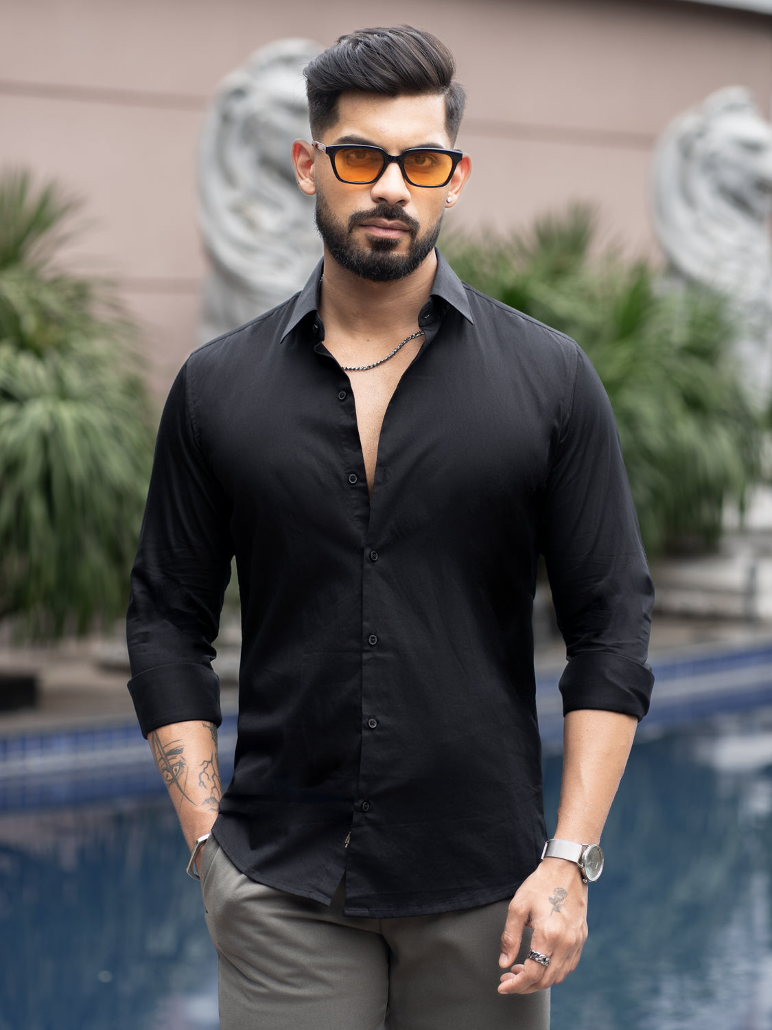 Black Regular Solid Shirt
