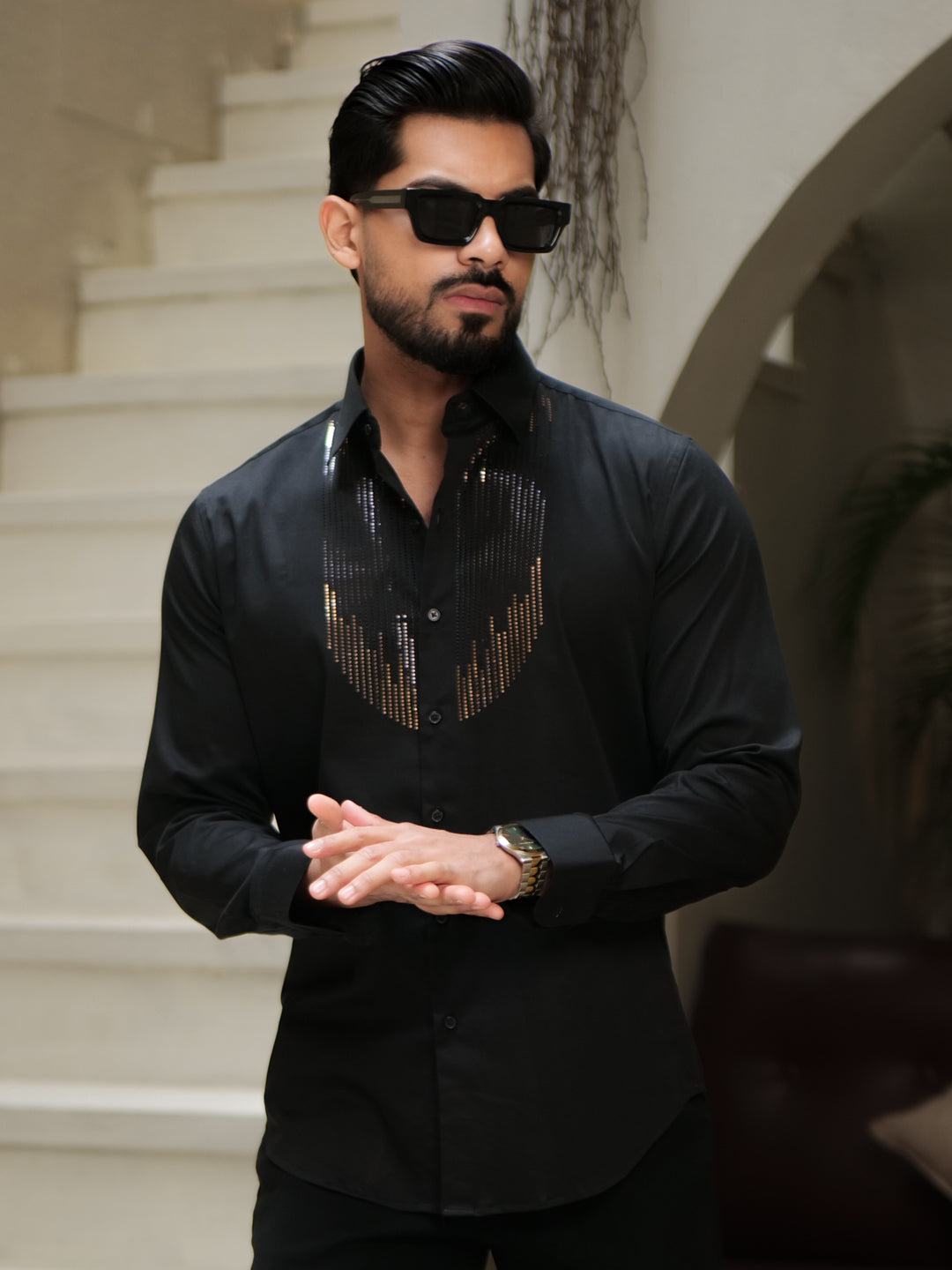 Black Stone Patch Shirt