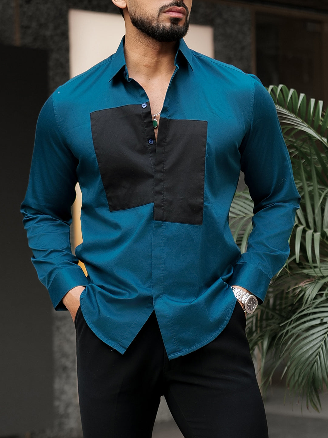 Teal Black Box Designer Shirt