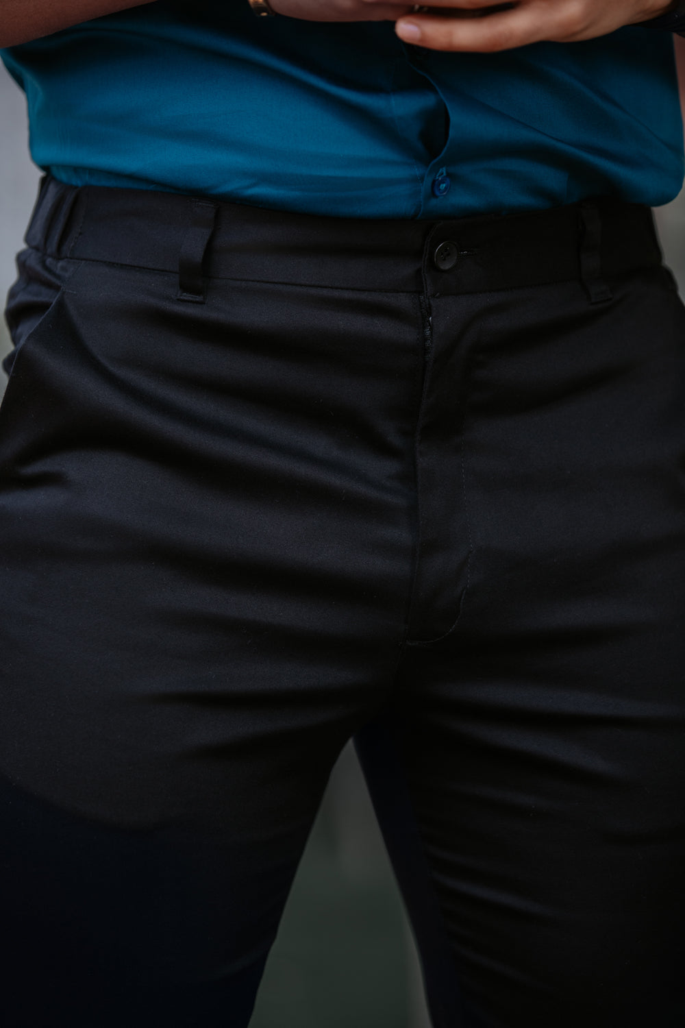 Black Cotton Chinos