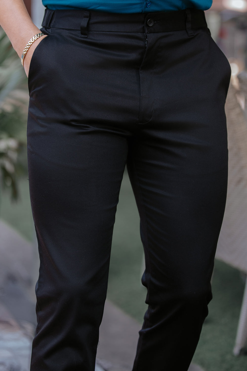 Black Cotton Chinos