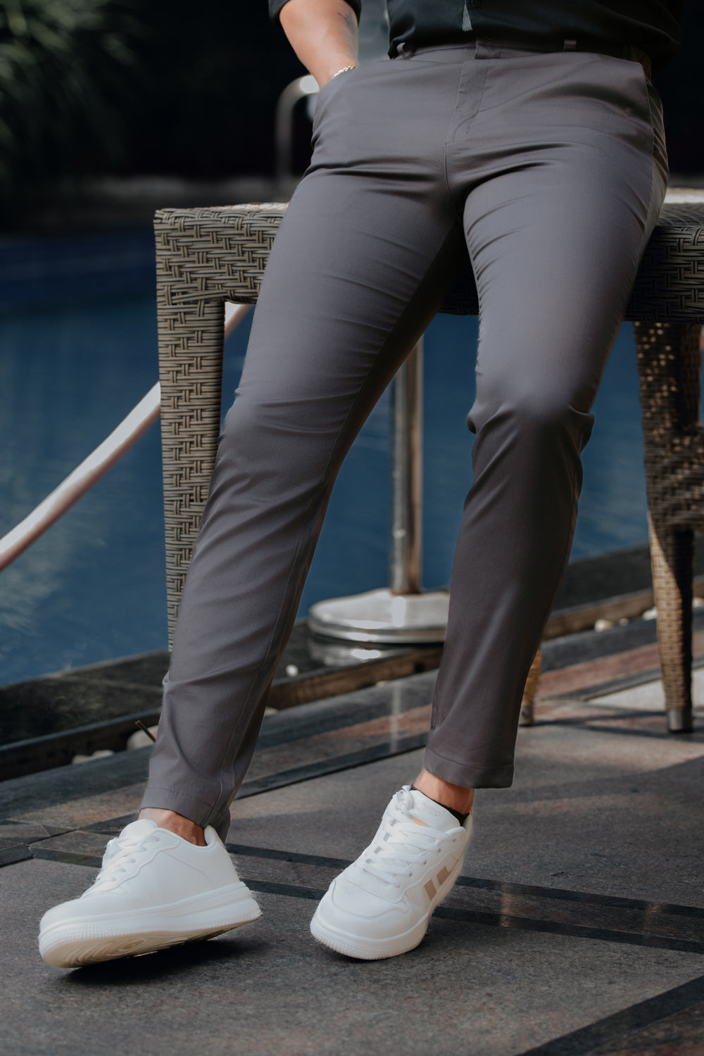 Dark Grey Cotton Chinos