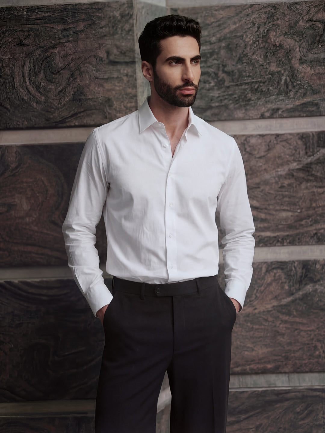 White Regular Solid Shirt