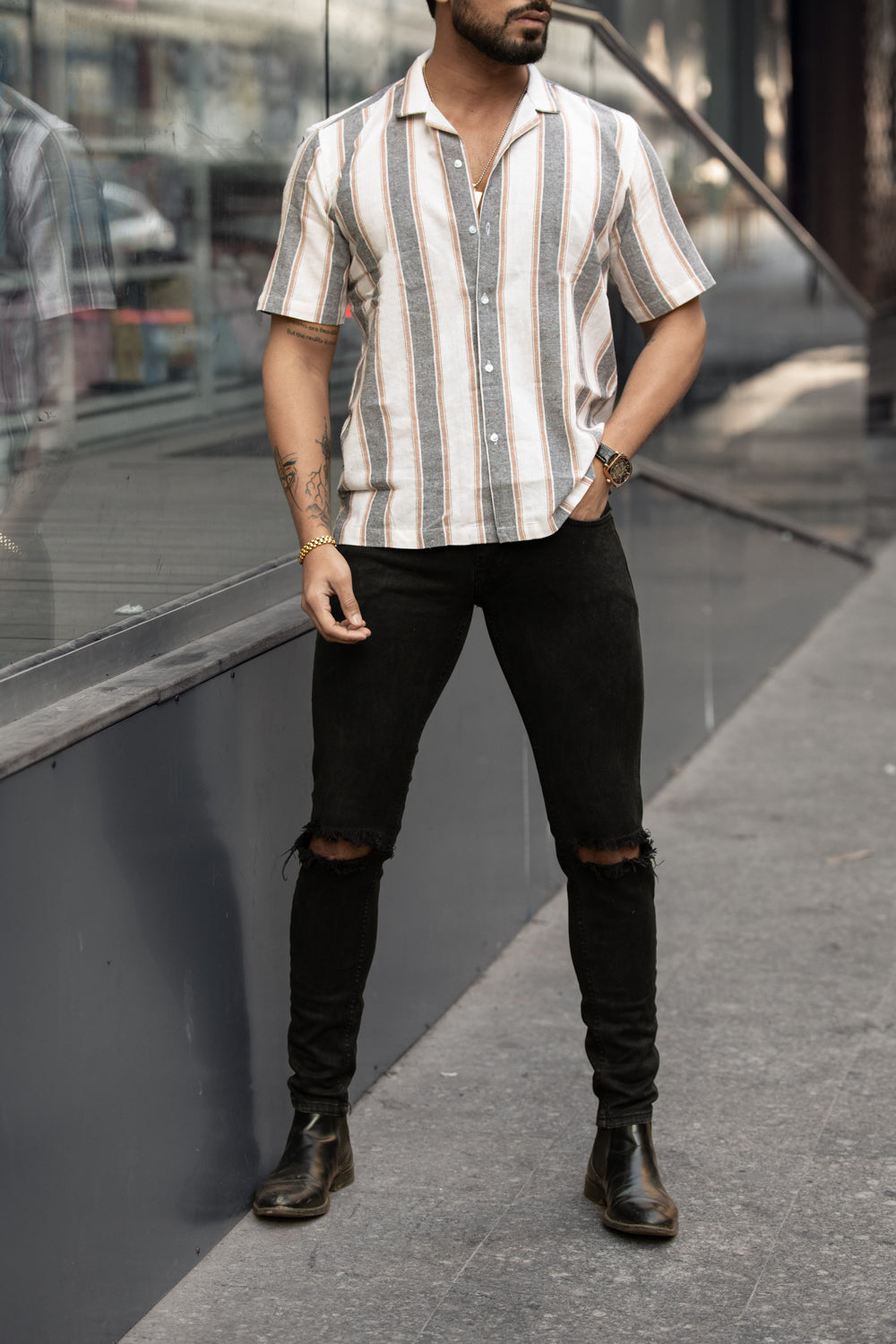 Milange Striped Shirt - Oversized